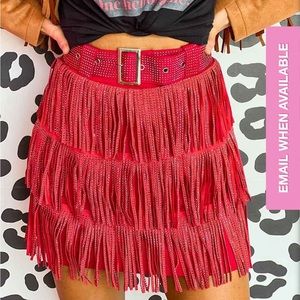 Red fringe Skort